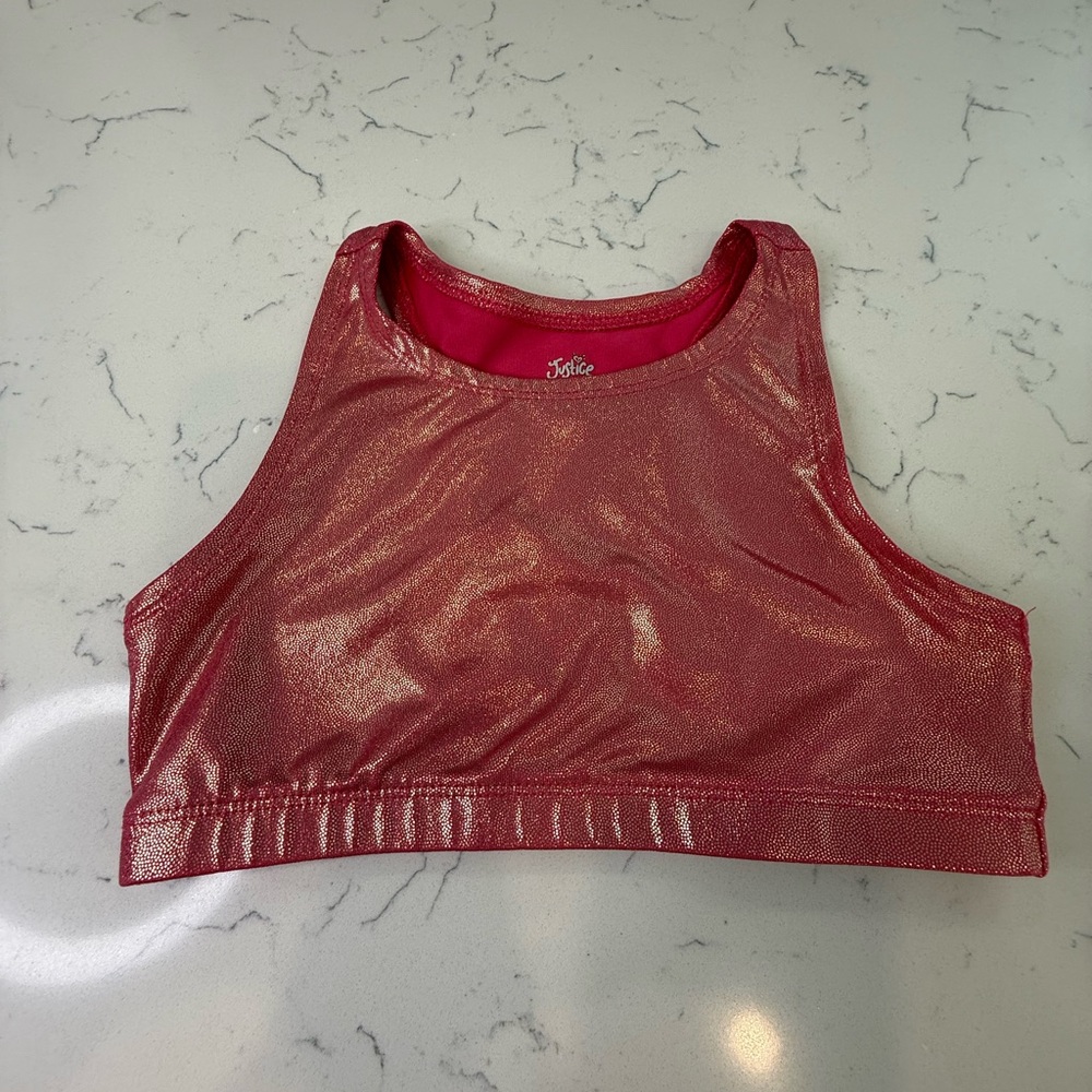 Justice Shimmering Pink Sports Bra